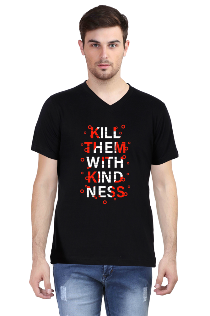 V-neck Half sleeve Trendy Slogan T-shirt