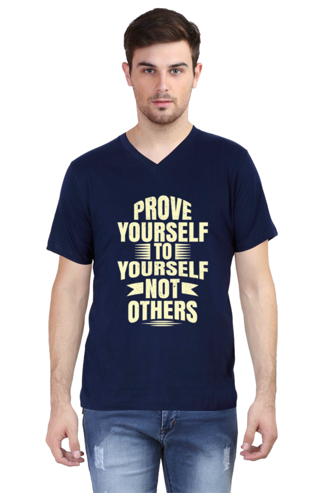 V-neck trendy slogan t-shirt