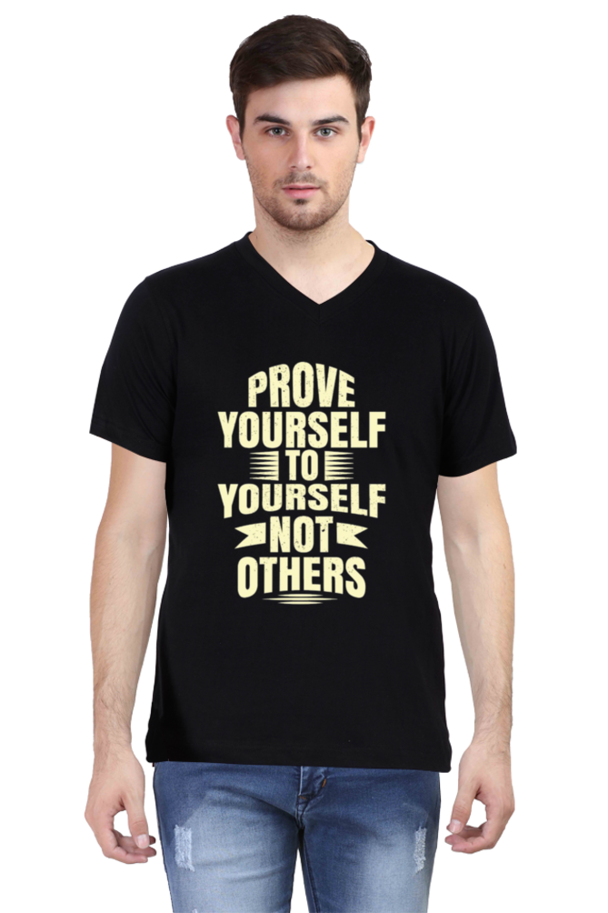 V-neck trendy slogan t-shirt