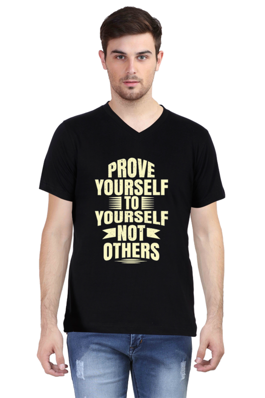V-neck trendy slogan t-shirt
