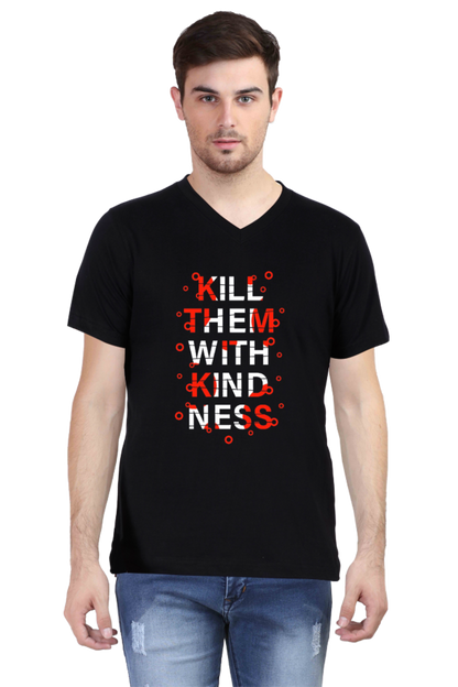 V-neck Half sleeve Trendy Slogan T-shirt