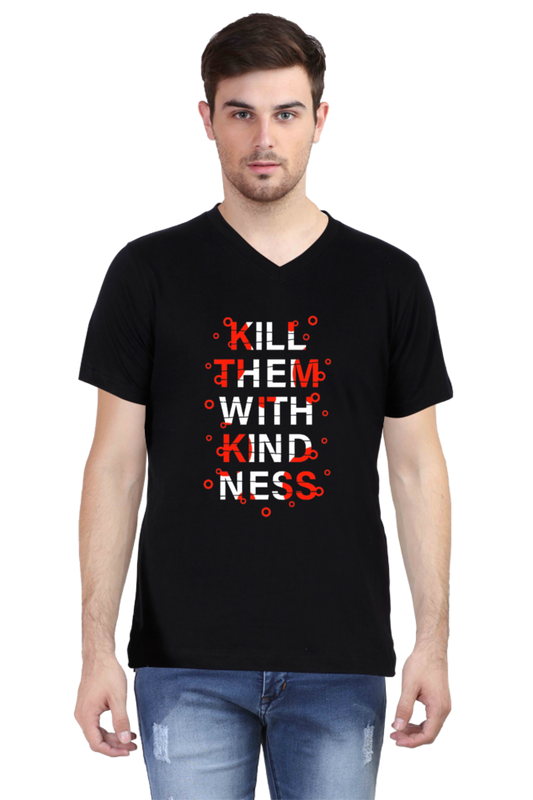 V-neck Half sleeve Trendy Slogan T-shirt