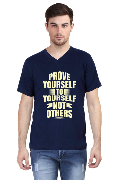 V-neck trendy slogan t-shirt