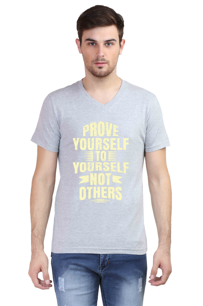V-neck trendy slogan t-shirt