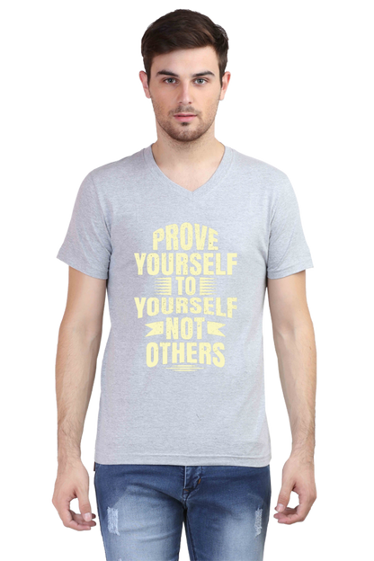V-neck trendy slogan t-shirt